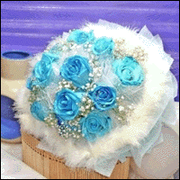 12 Blue Roses (snow-white)handbouquet  BF1063