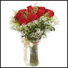 12 Red Roses With Glass Vase